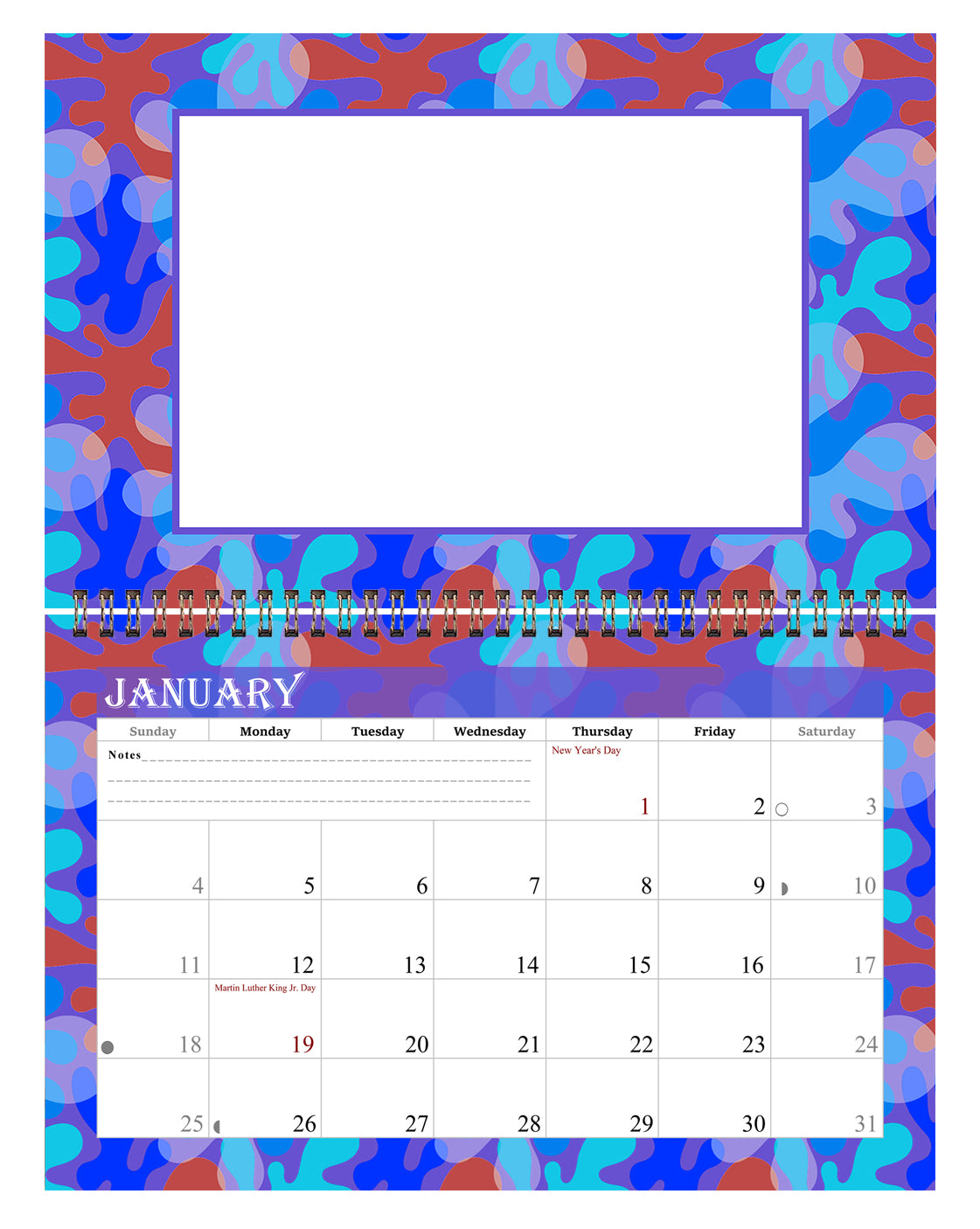 2027 Photo Frame Wall Spiral-bound Calendar (Add Your Own Photos) - 12 Months Desktop/Wall Calendar/Planner - (Edition #03)