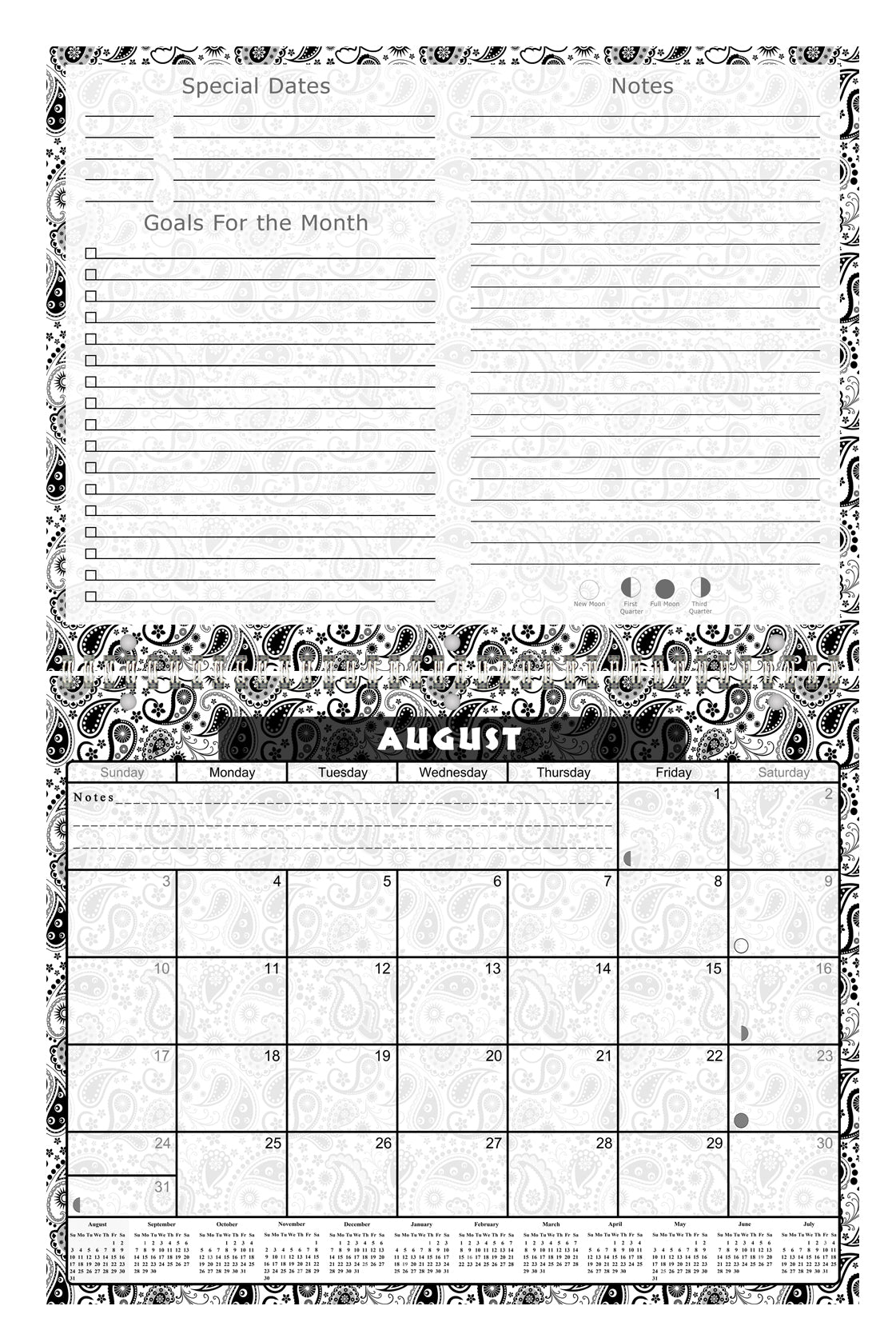 2026 - 2027 Academic Year 12 Months Student Calendar 3-Ring Binder (Edition #010)