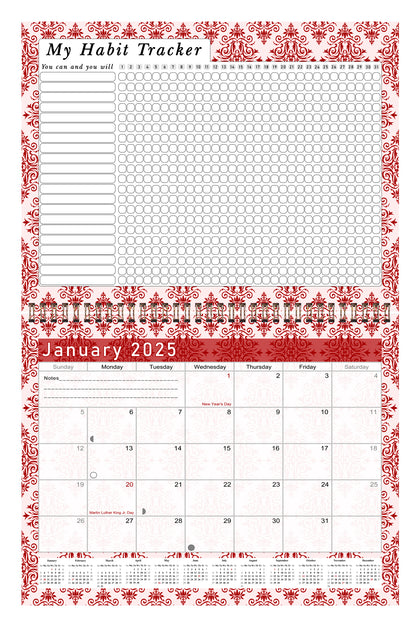 2025 Monthly Desktop/Wall Calendar/Planner - Habit Tracker - (Edition #05)