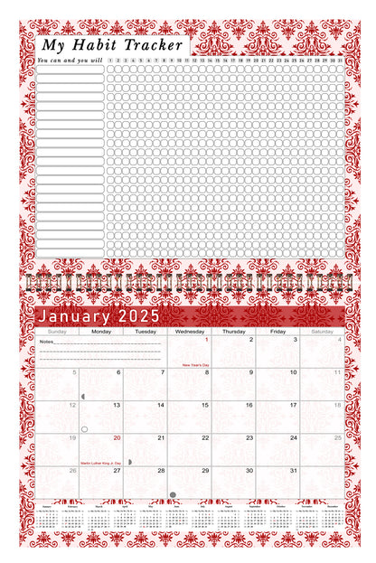 2025 Monthly Desktop/Wall Calendar/Planner - Habit Tracker - (Edition #05)