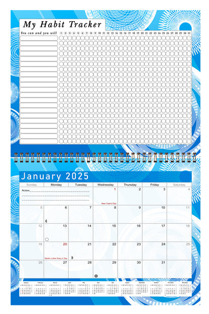 2025 Monthly Desktop/Wall Calendar/Planner - Habit Tracker - (Edition #02)