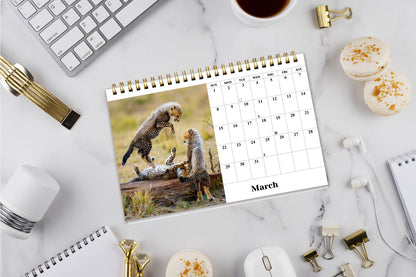 2026-12 Months Desk Calendar Desktop Planner with To-Do List (Baby Animals)