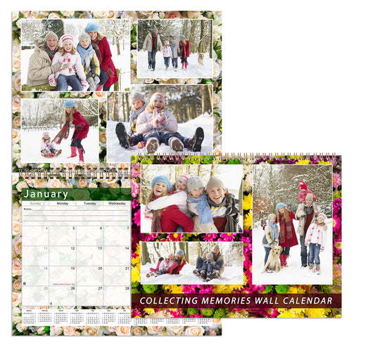2026 Scrapbook Wall Calendar Spiral-bound (Add Your Own Photos) - 12 Months Desktop #012
