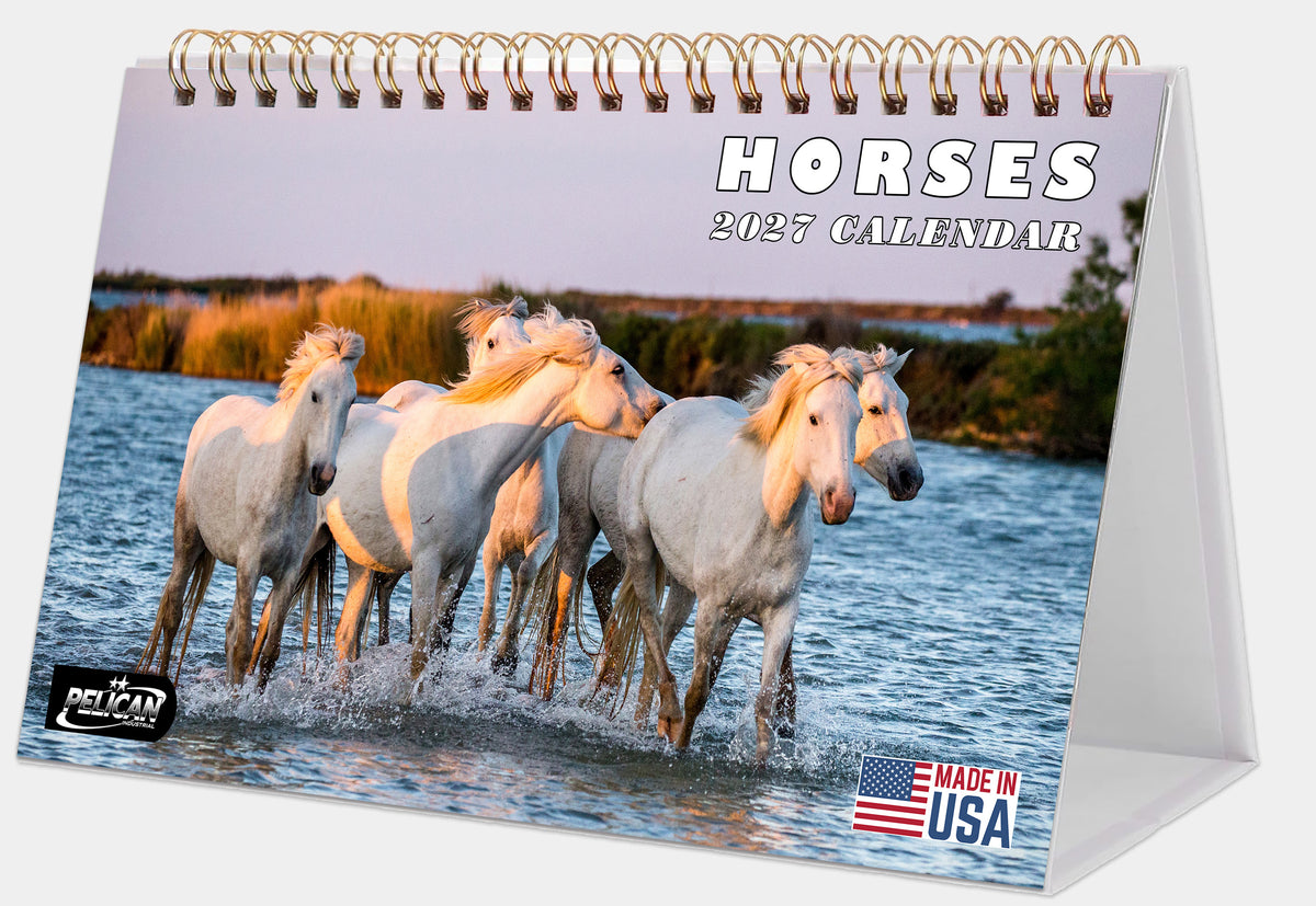 2027-12 Months Desk Calendar Desktop Planner with To-Do List (Horses)