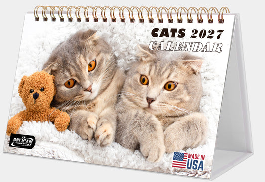 2027-12 Months Desk Calendar Desktop Planner with To-Do List (Cats)