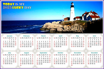 2025 Magnetic Calendar - Calendar Magnets - Today is My Lucky Day - (Portland Lighthouse View)