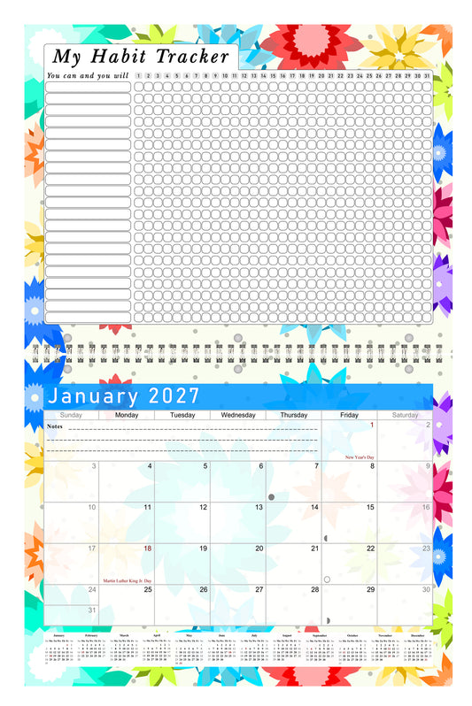 2027 Monthly Desktop/Wall Calendar/Planner - Habit Tracker - (Edition #01)