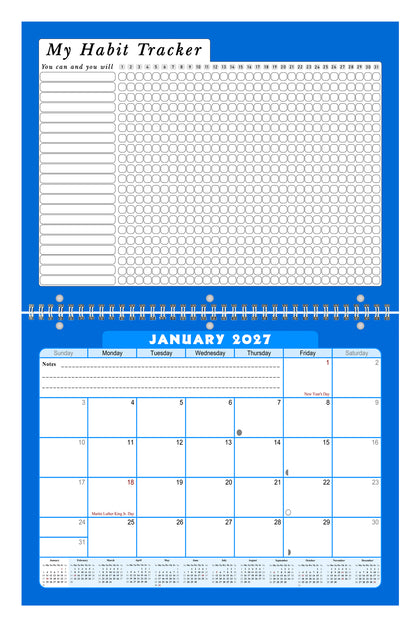 2027 Monthly Desktop/Wall Calendar/Planner - Habit Tracker - (Edition #06)