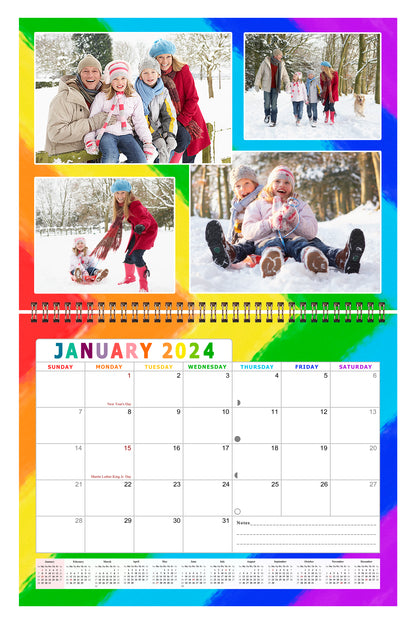2024 Scrapbook Wall Calendar Spiral-bound (Add Your Own Photos) - 12 Months Desktop #014