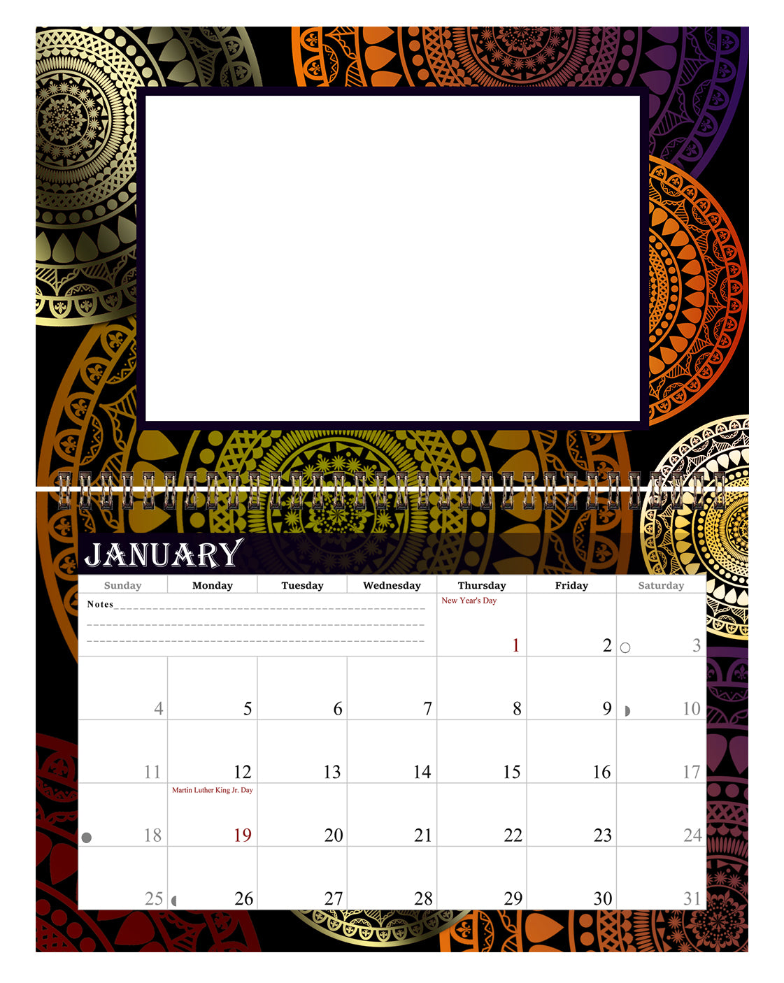 2026 Photo Frame Wall Spiral-bound Calendar (Add Your Own Photos) - 12 Months Desktop/Wall Calendar/Planner - (Edition #16)