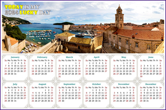 2024 Magnetic Calendar - Today is my Lucky Day - Old city Dubrovnik, Croatia
