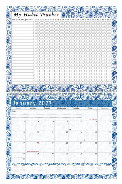 2027 Monthly Desktop/Wall Calendar/Planner - Habit Tracker - (Edition #21)