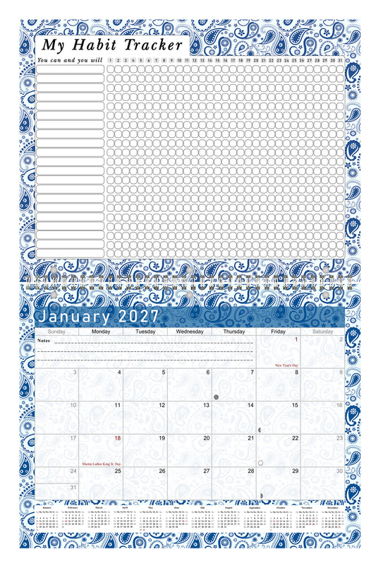2027 Monthly Desktop/Wall Calendar/Planner - Habit Tracker - (Edition #21)