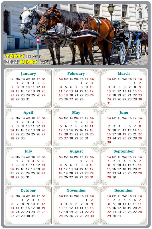 2024 Magnetic Calendar - Calendar Magnets - Today is my Lucky Day - (Fade, Tear, and Water Resistant) - Horses Themed 018