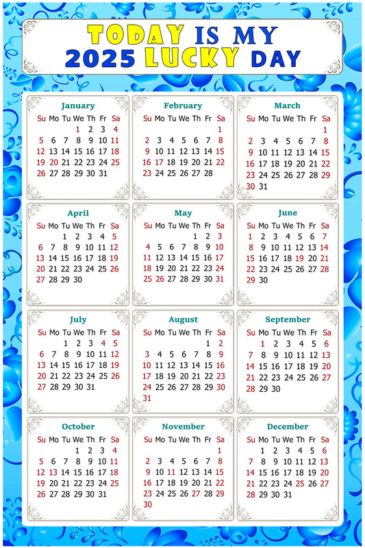 2025 Magnetic Calendar - Calendar Magnets - Today is my Lucky Day - (Fade, Tear, and Water Resistant) - Themed 041