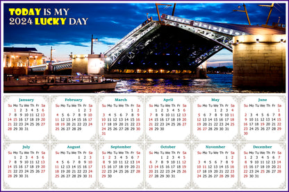 2024 Magnetic Calendar - Calendar Magnets - Today is my Lucky Day (Night shooting in the city of St. Petersburg)