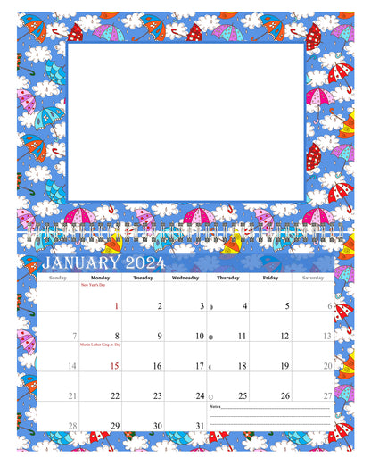 2024 Photo Frame Wall Spiral-bound Calendar (Add Your Own Photos) - 12 Months Desktop/Wall Calendar/Planner - (Edition #14)