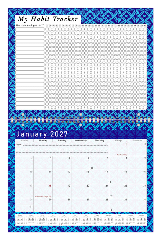 2027 Monthly Desktop/Wall Calendar/Planner - Habit Tracker - (Edition #17)
