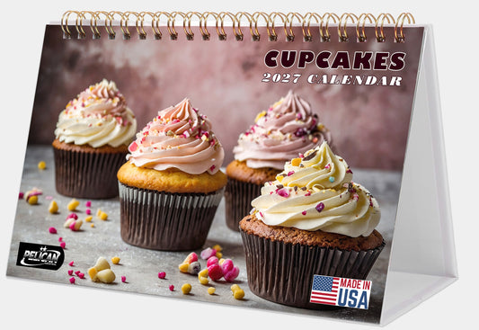 2027-12 Months Desk Calendar Desktop Planner with To-Do List (Cupcakes)
