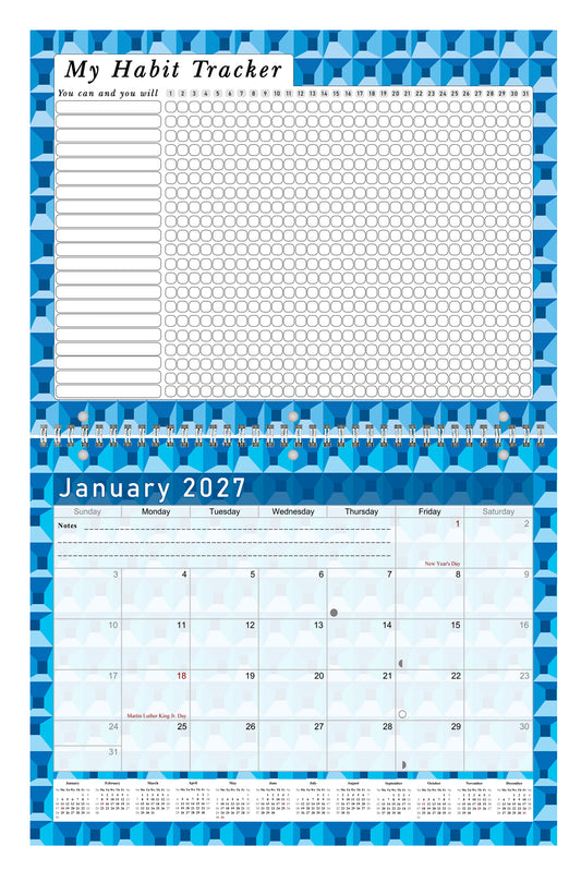 2027 Monthly Desktop/Wall Calendar/Planner - Habit Tracker - (Edition #03)