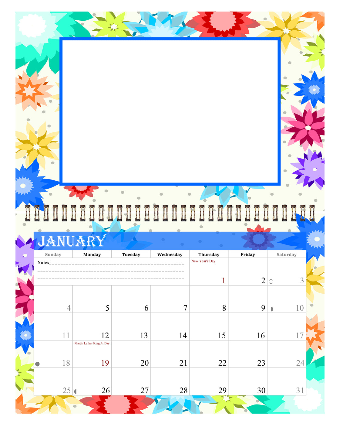 2027 Photo Frame Wall Spiral-Bound Calendar (Add Your Own Photos) - 12 Months Desktop/Wall Calendar/Planner - (Edition #01)