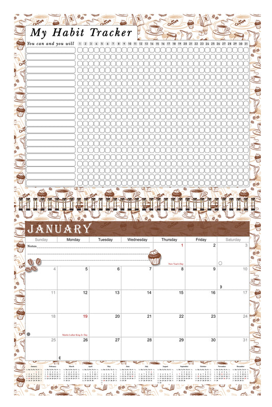 2026 Monthly Desktop/Wall Calendar/Planner - Habit Tracker - (Edition #30)