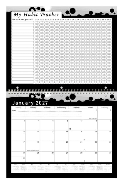 2027 Monthly Desktop/Wall Calendar/Planner - Habit Tracker - (Edition #15)