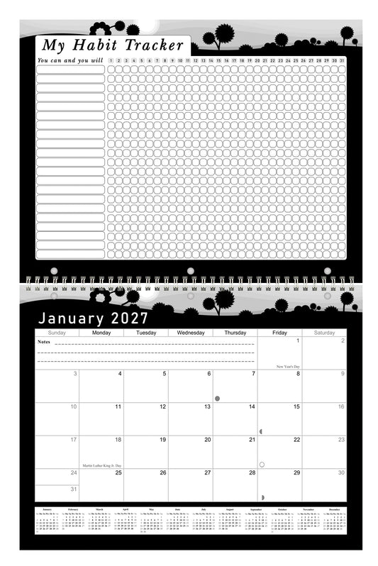 2027 Monthly Desktop/Wall Calendar/Planner - Habit Tracker - (Edition #15)