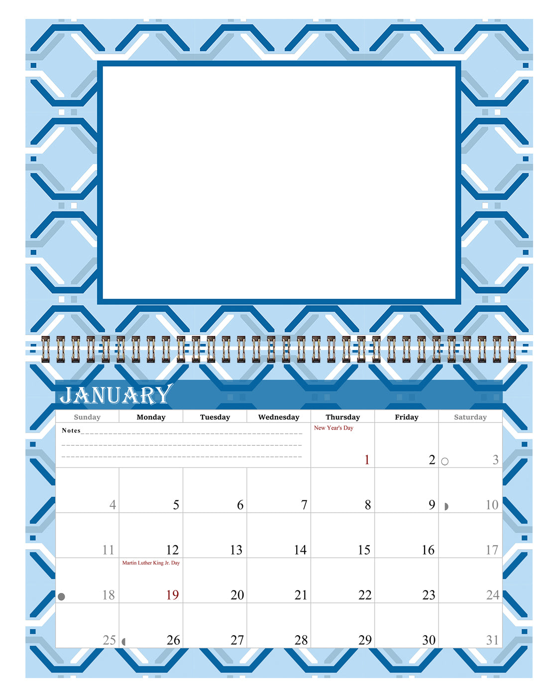2027 Photo Frame Wall Spiral-bound Calendar (Add Your Own Photos) - 12 Months Desktop/Wall Calendar/Planner - (Edition #04)