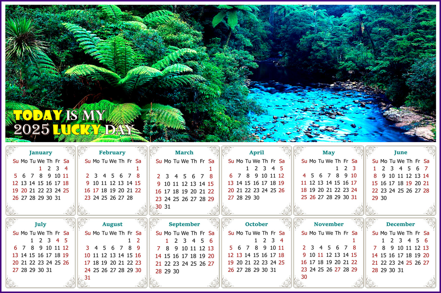 2025 Magnetic Calendar - Calendar Magnets - Today is My Lucky Day (Waipoua Kauri Reserve)