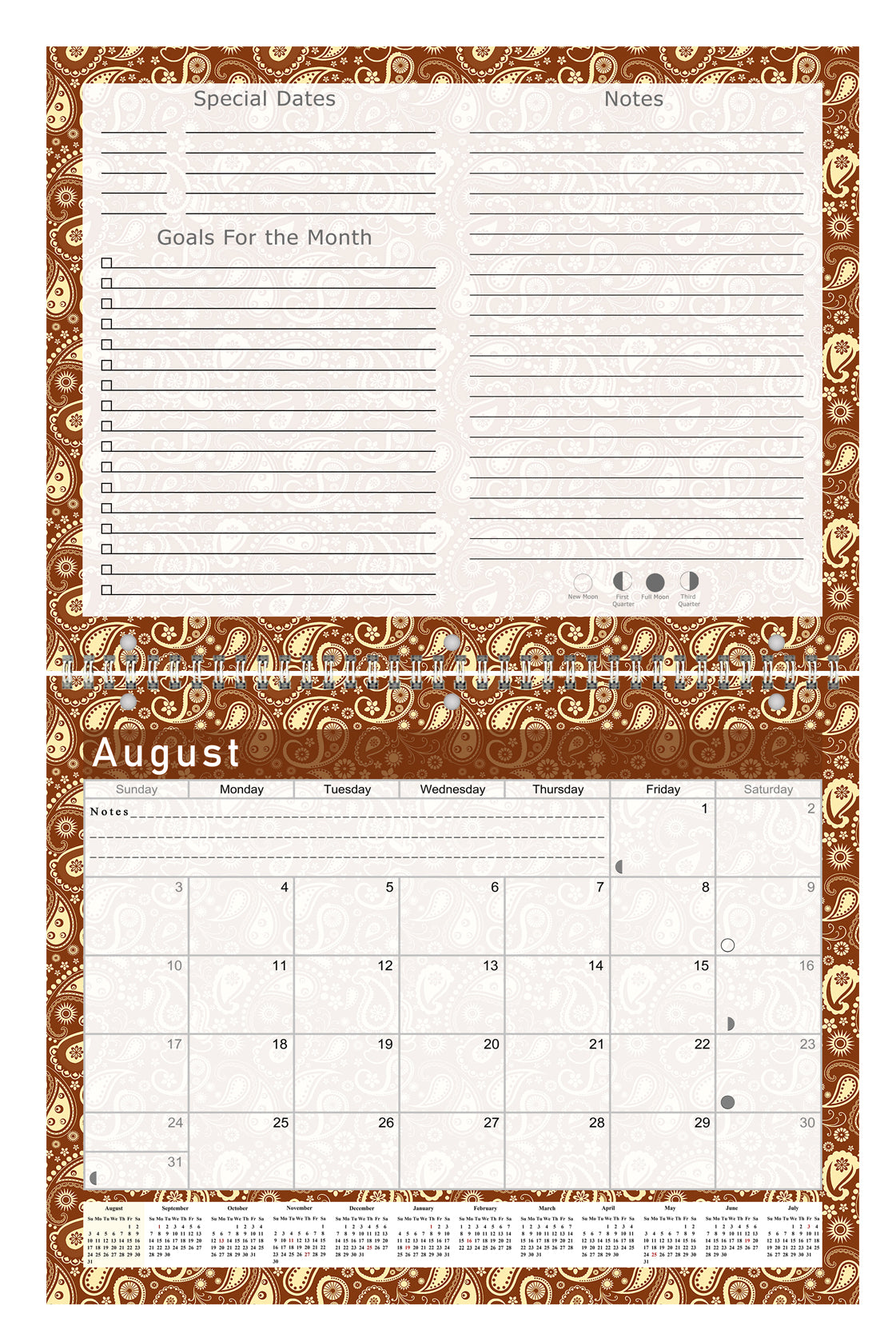 2026 - 2027 Academic Year 12 Months Student Calendar 3-Ring Binder (Edition #017)