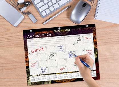 2024-2025 Academic Year 12 Months Student Calendar/Planner for 3-Ring Binder, Desk or Wall -v015