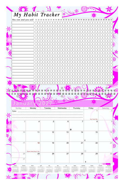 2027 Monthly Desktop/Wall Calendar/Planner - Habit Tracker - (Edition #10)