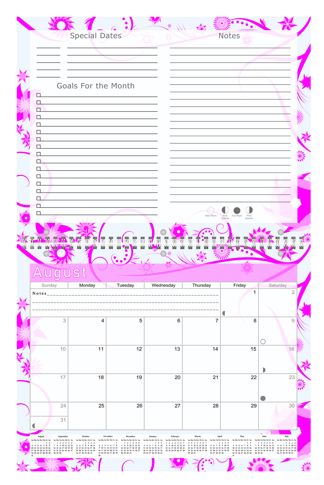 2026- 2027 Academic Year 12 Months Student Calendar 3-Ring Binder (Edition #016b)