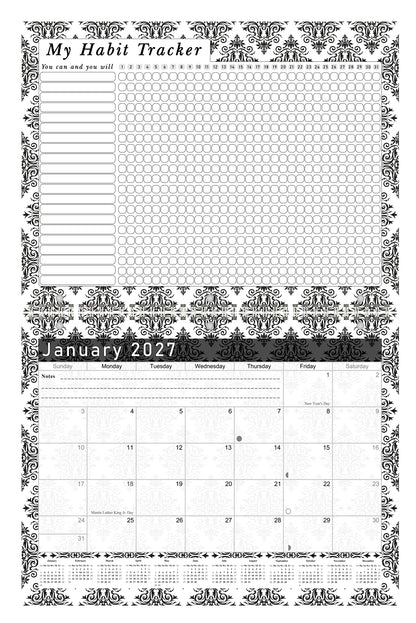 2027 Monthly Desktop/Wall Calendar/Planner - Habit Tracker - (Edition #08)