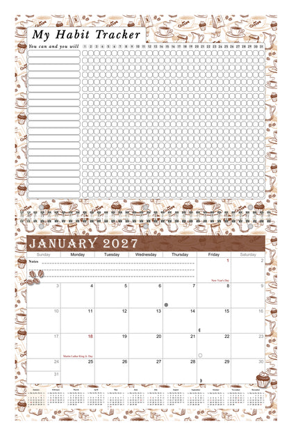 2027 Monthly Desktop/Wall Calendar/Planner - Habit Tracker - (Edition #30)