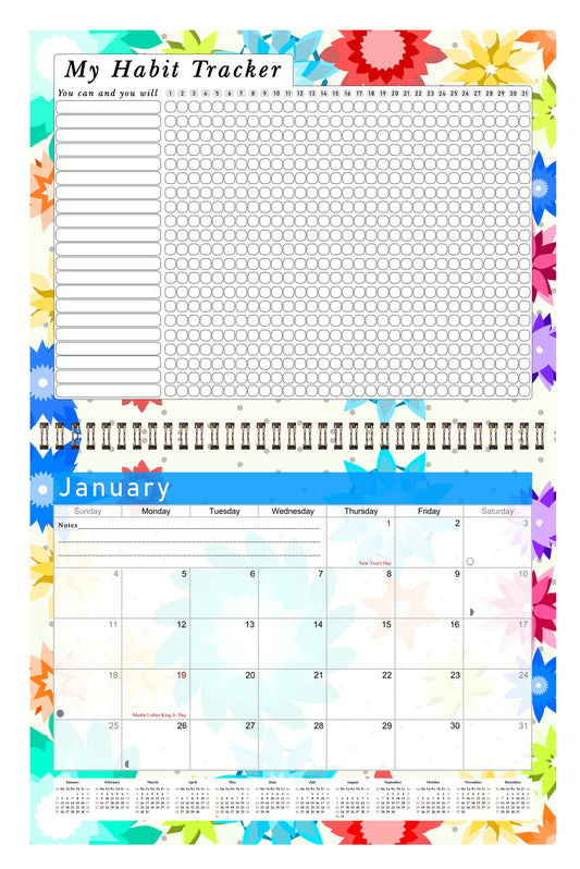 2026 Monthly Desktop/Wall Calendar/Planner - Habit Tracker - (Edition #01)