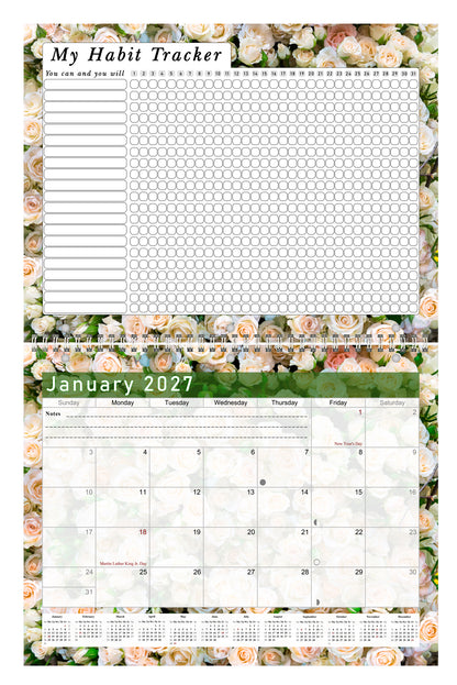 2027 Monthly Desktop/Wall Calendar/Planner - Habit Tracker - (Edition #23)