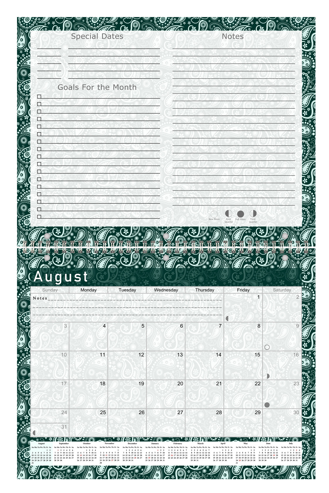 2026 - 2027 Academic Year 12 Months Student Calendar 3-Ring Binder (Edition #025)