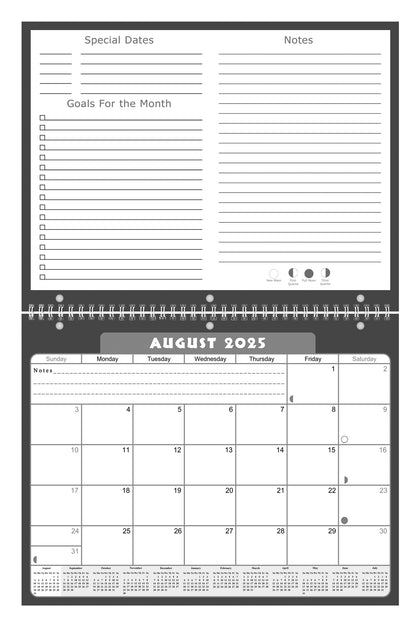 2025 - 2026 Academic Year 12 Months Student Calendar 3-Ring Binder B&W (Edition #022)