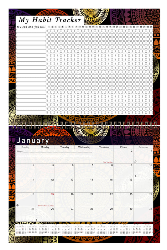 2026 Monthly Desktop/Wall Calendar/Planner - Habit Tracker - (Edition #12)