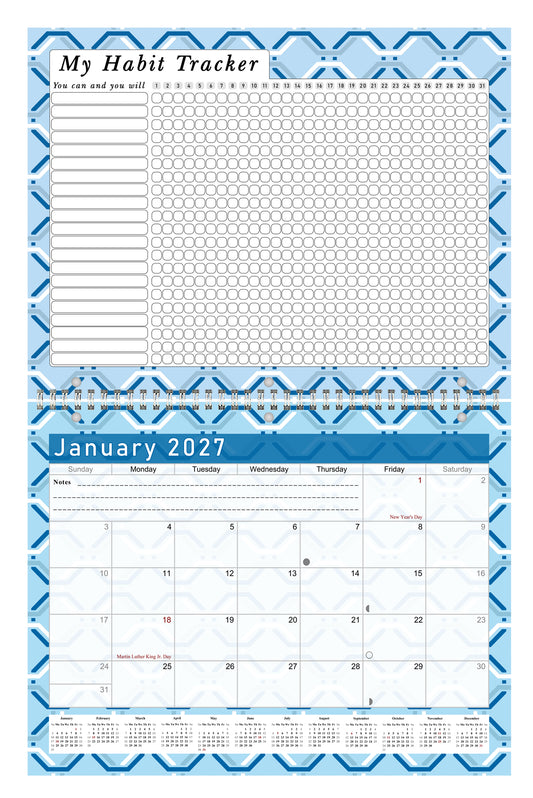 2027 Monthly Desktop/Wall Calendar/Planner - Habit Tracker - (Edition #04)