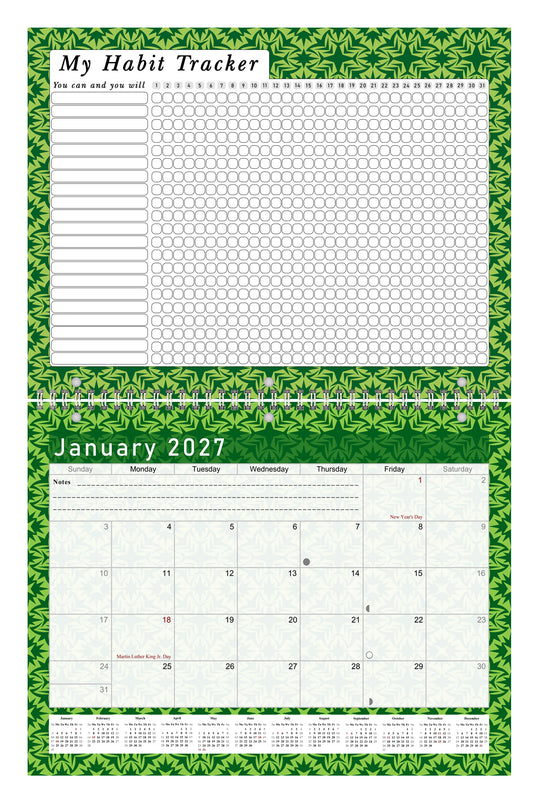 2027 Monthly Desktop/Wall Calendar/Planner - Habit Tracker - (Edition #16)