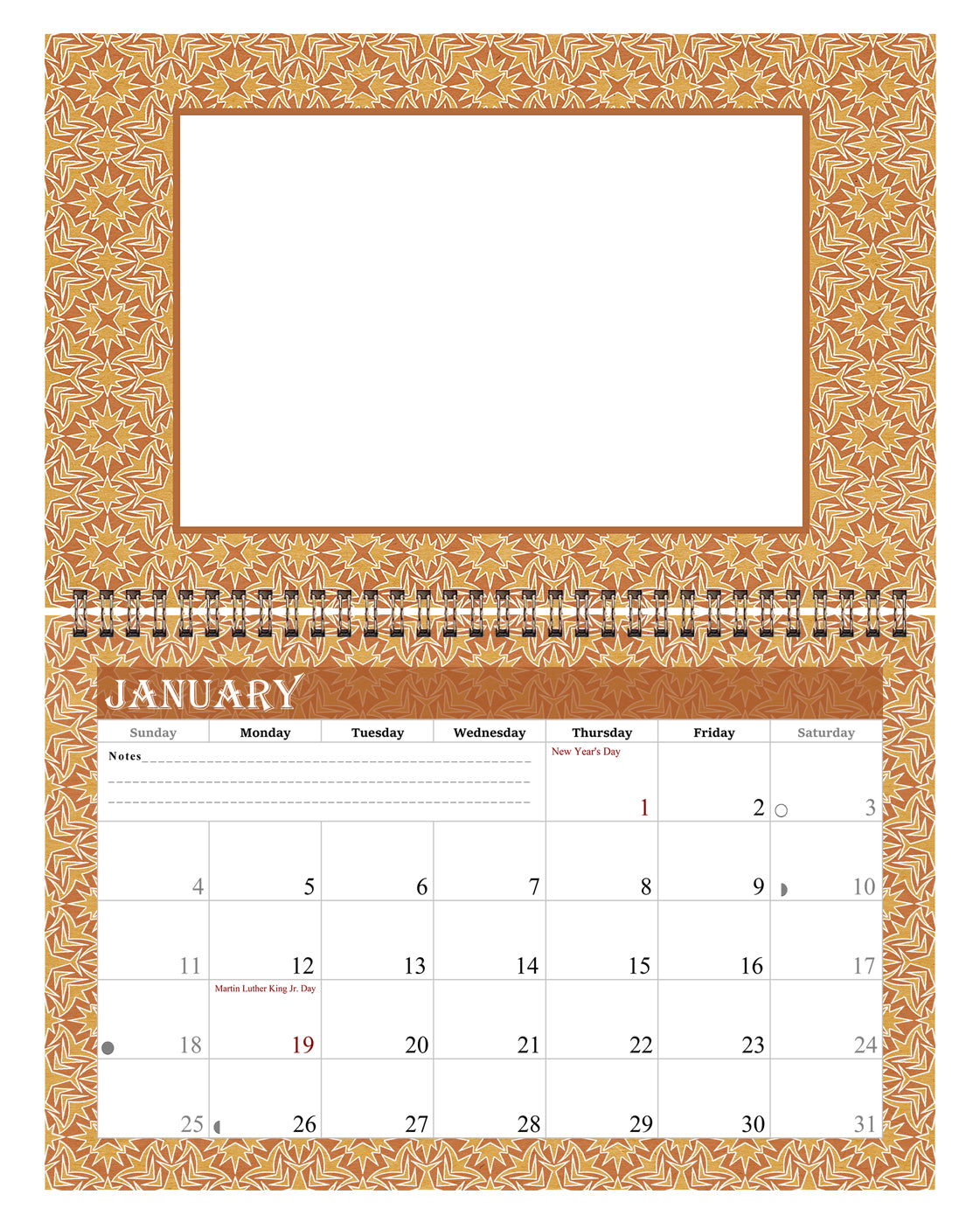 2026 Photo Frame Wall Spiral-bound Calendar (Add Your Own Photos) - 12 Months Desktop/Wall Calendar/Planner - (Edition #09)