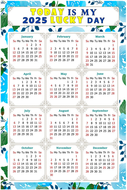 2025 Magnetic Calendar - Calendar Magnets - Today is my Lucky Day - (Fade, Tear, and Water Resistant) - Themed 013