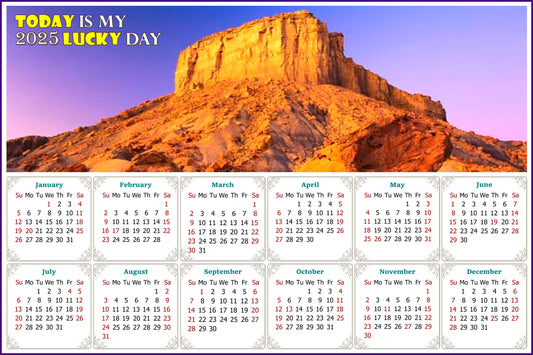 2025 Peel & Stick Calendar - Today is my Lucky Day - Removable, Repositionable - 028b (9"x 6")