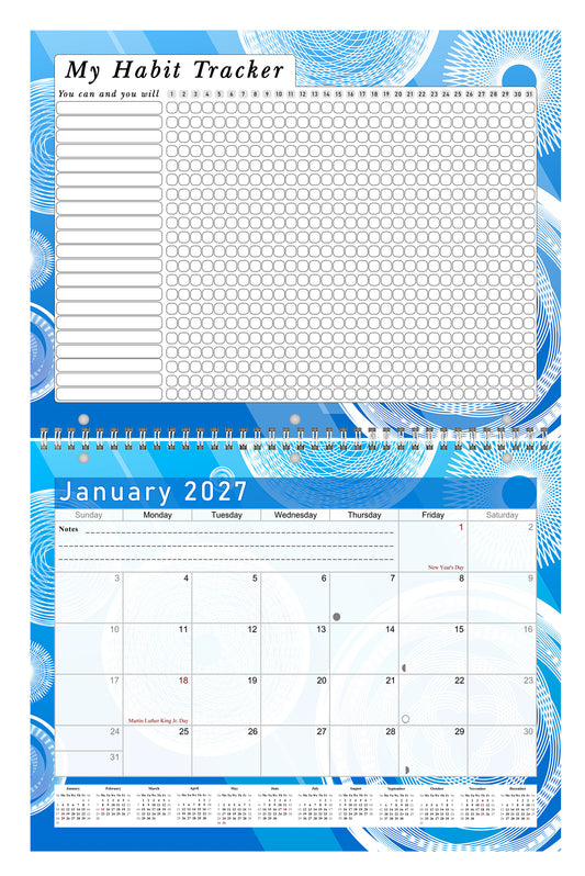2027 Monthly Desktop/Wall Calendar/Planner - Habit Tracker - (Edition #02)