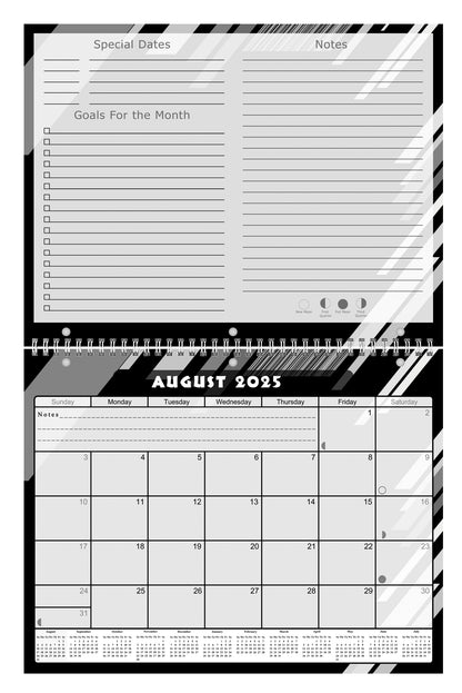 2025 - 2026 Academic Year 12 Months Student Calendar 3-Ring Binder - Black&White - (Edition #012)