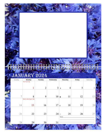 2024 Photo Frame Wall Spiral-bound Calendar (Add Your Own Photos) - 12 Months Desktop/Wall Calendar/Planner - (Edition #13)