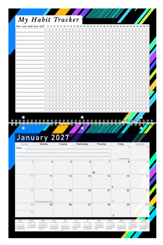 2027 Monthly Desktop/Wall Calendar/Planner - Habit Tracker - (Edition #13)